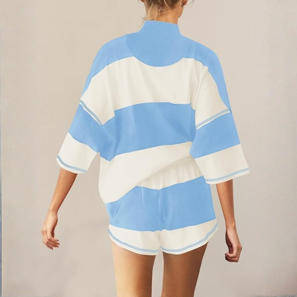 Two Piece Outfit Tracksuit Oversized Lounge Shorts With Pockets For Women