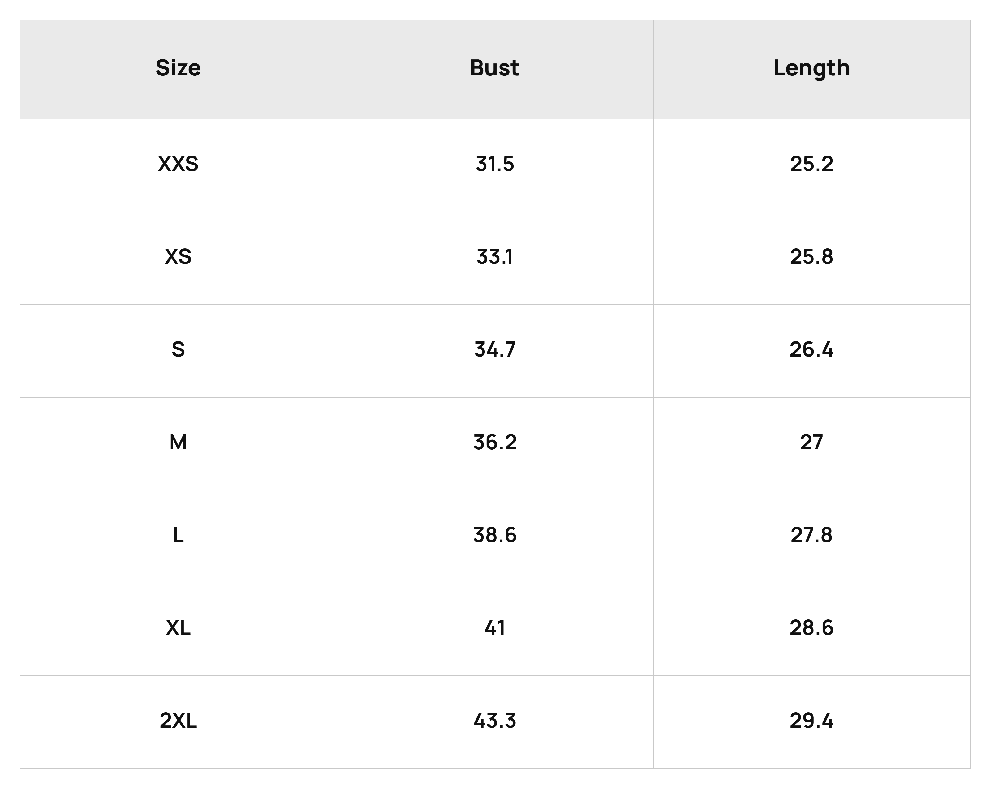 Size Chart