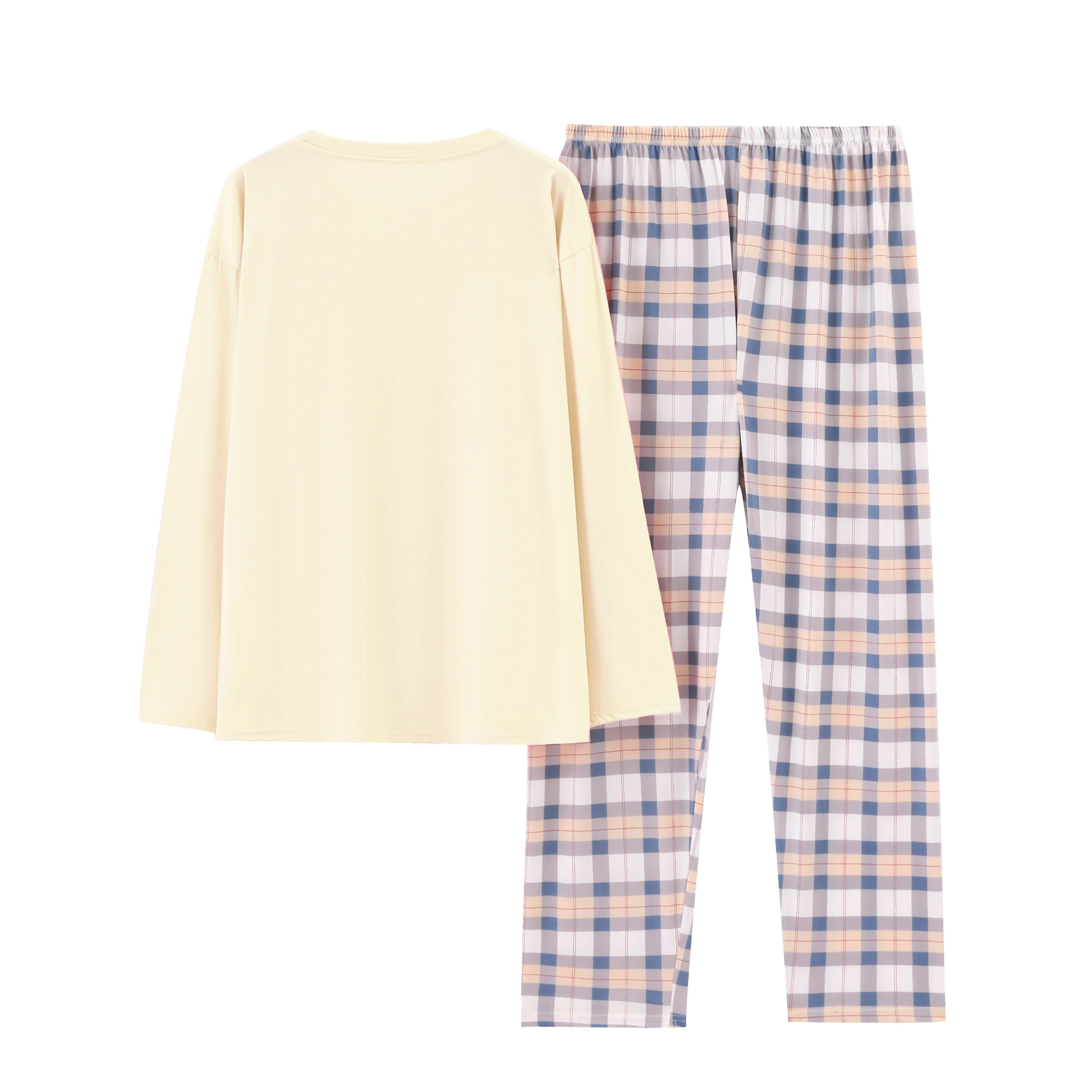 Comfortable Plaid Long Sleeve Pajama Set For Women