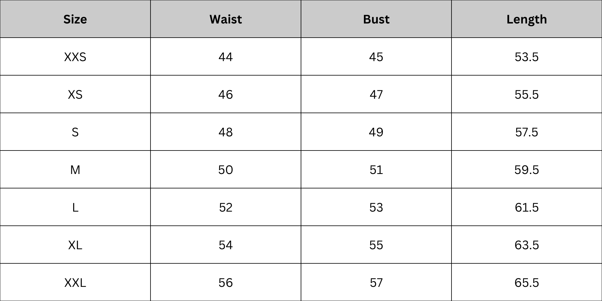 Size Chart
