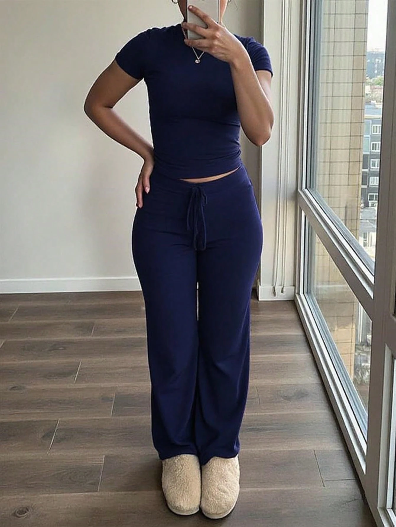 2 Pieces Casual Top And Pants Outfit For Women