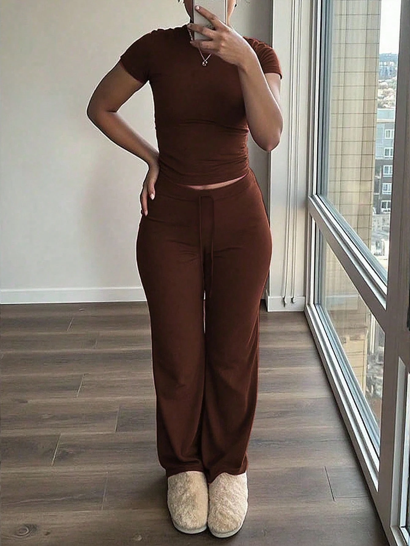 2 Pieces Casual Top And Pants Outfit For Women