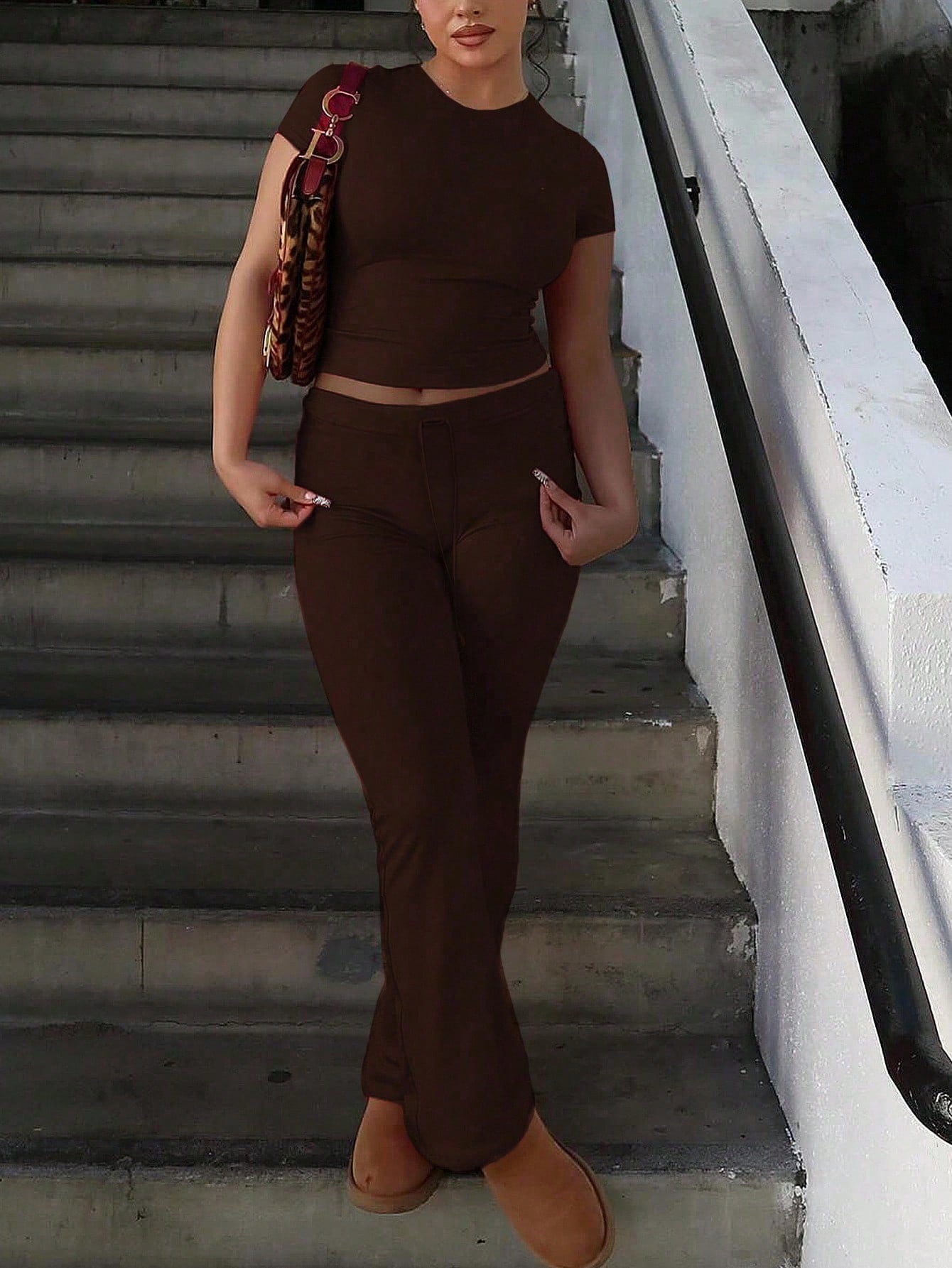 2 Pieces Casual Top And Pants Outfit For Women