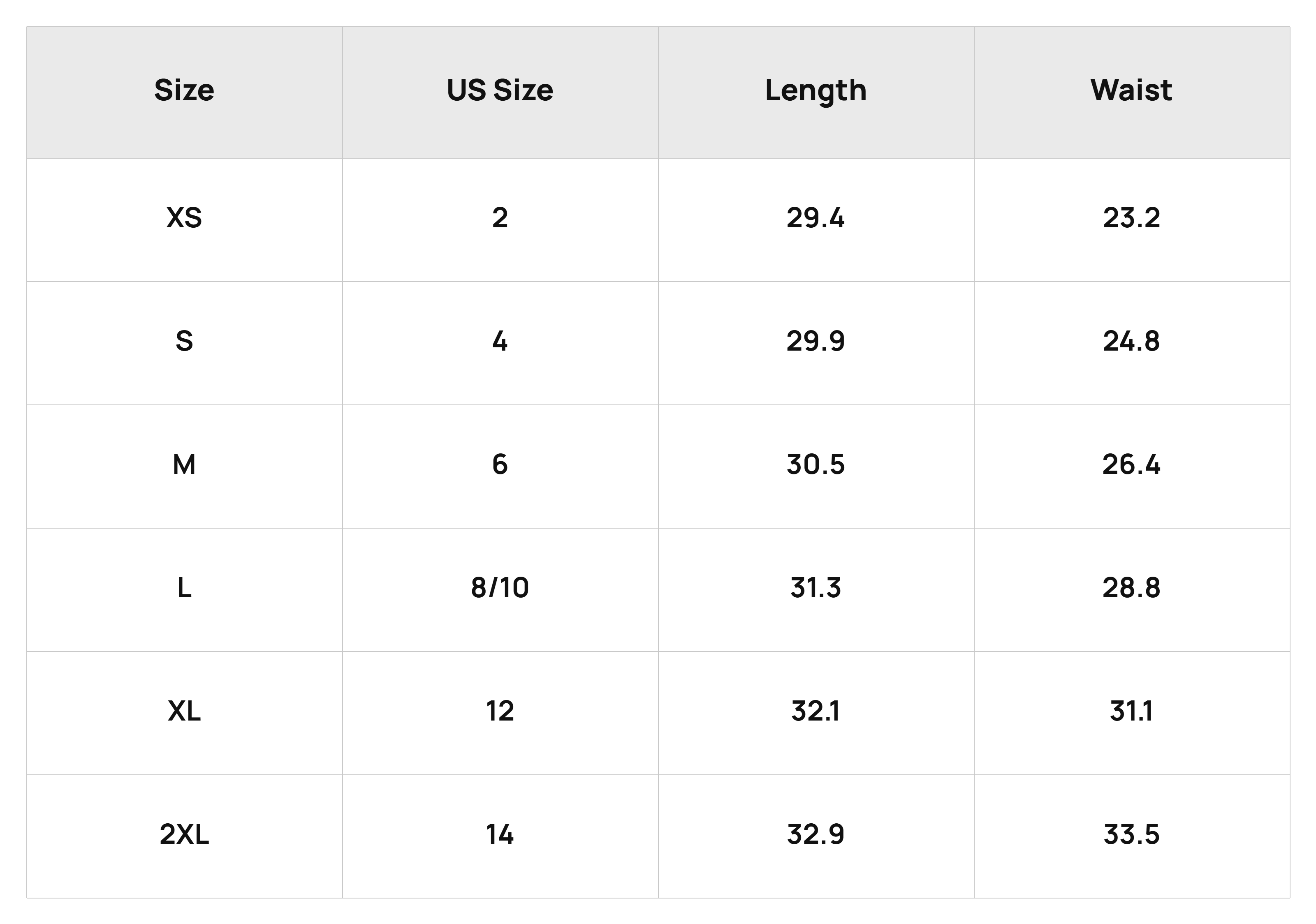 Size Chart