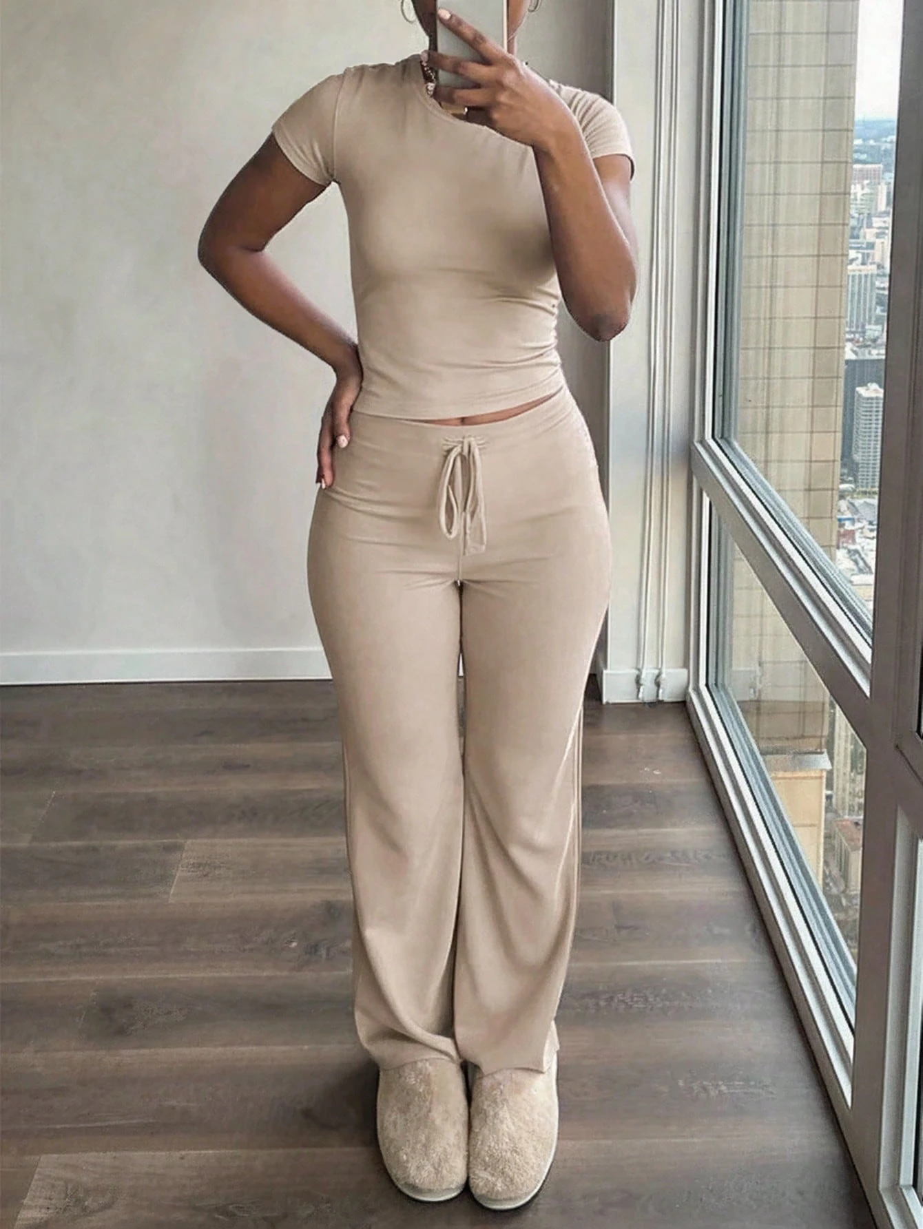 2 Pieces Casual Top And Pants Outfit For Women