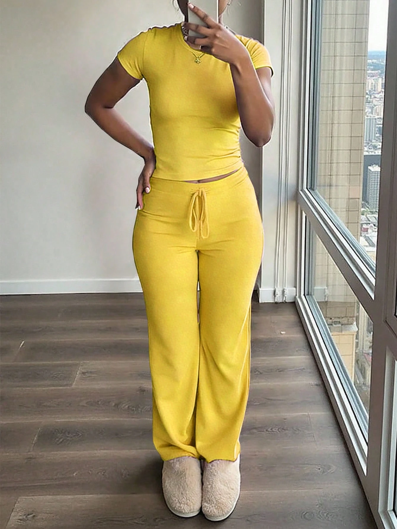 2 Pieces Casual Top And Pants Outfit For Women