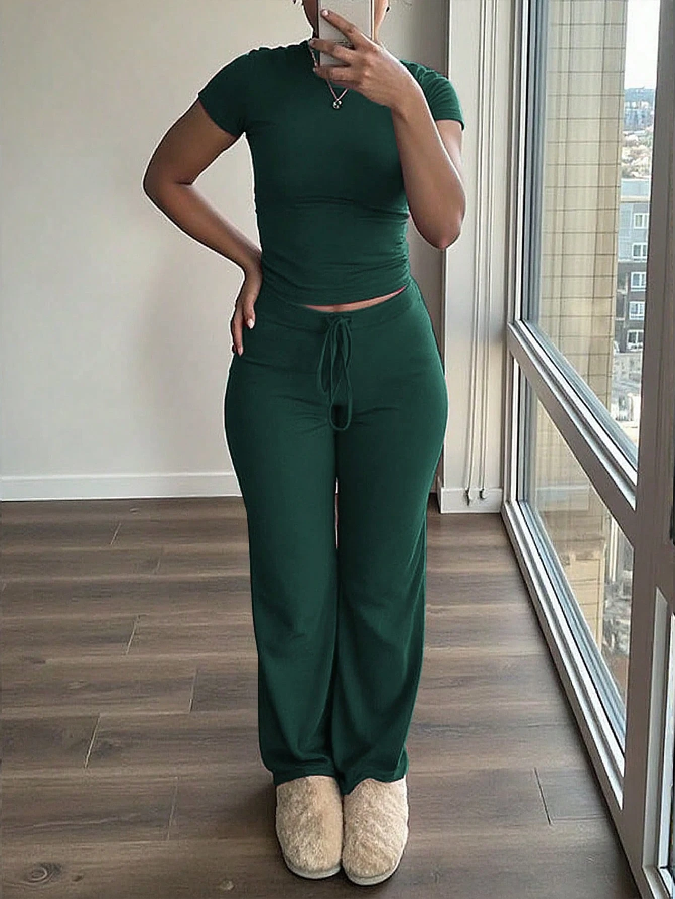 2 Pieces Casual Top And Pants Outfit For Women