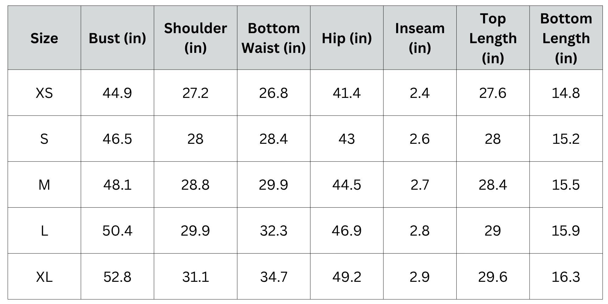 Size Chart