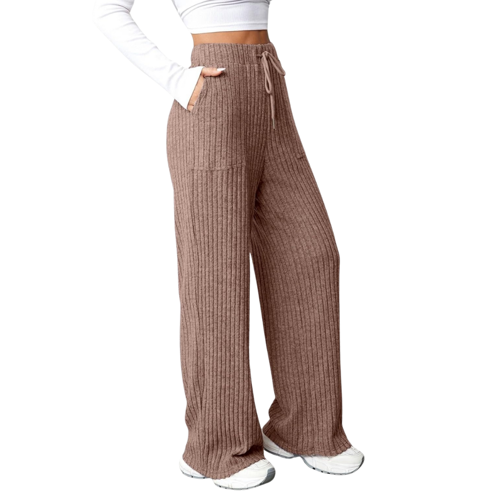 Ribbed Knit Lounge Pants With Pockets