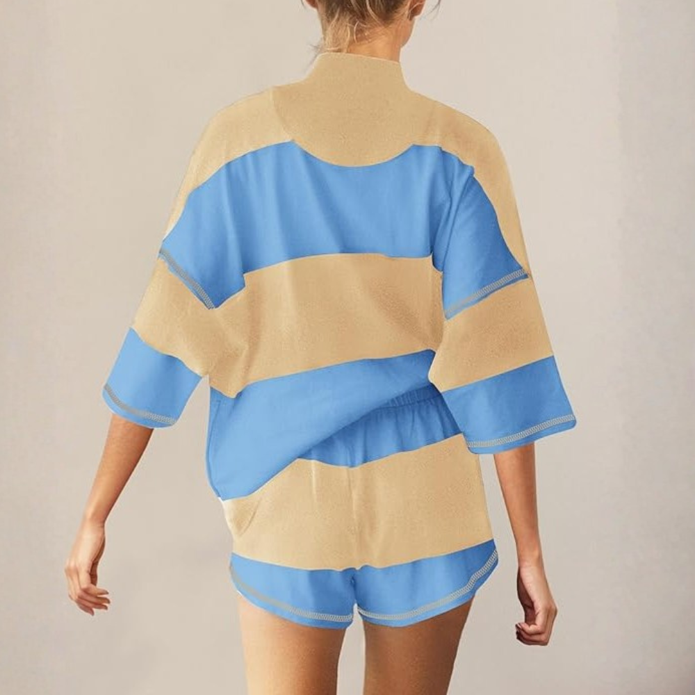 Two Piece Outfit Tracksuit Oversized Lounge Shorts With Pockets For Women
