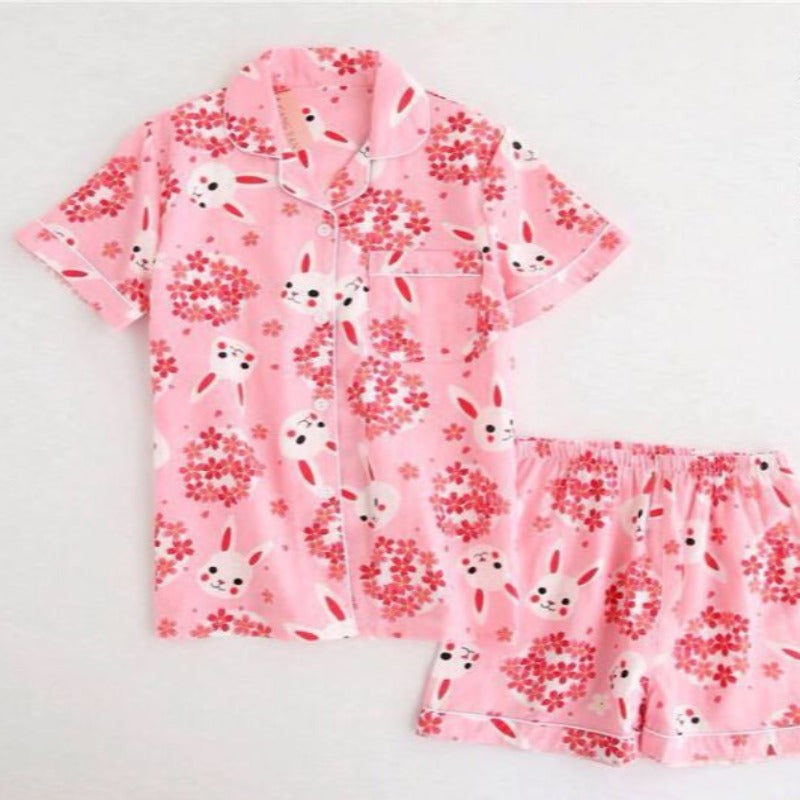 Multi Pattern Printed Short Pyjamas Set
