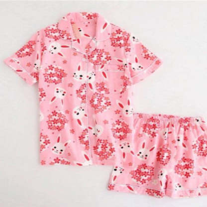 Multi Pattern Printed Short Pyjamas Set