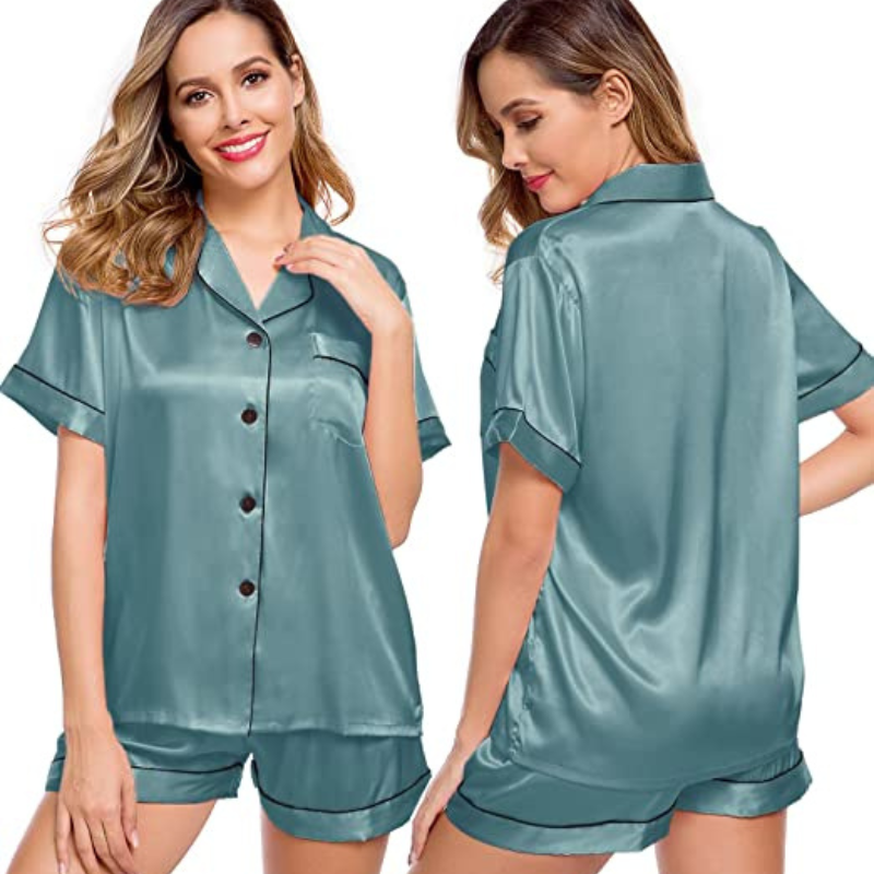 Women's Silk Short Sleeve Pajama Suit
