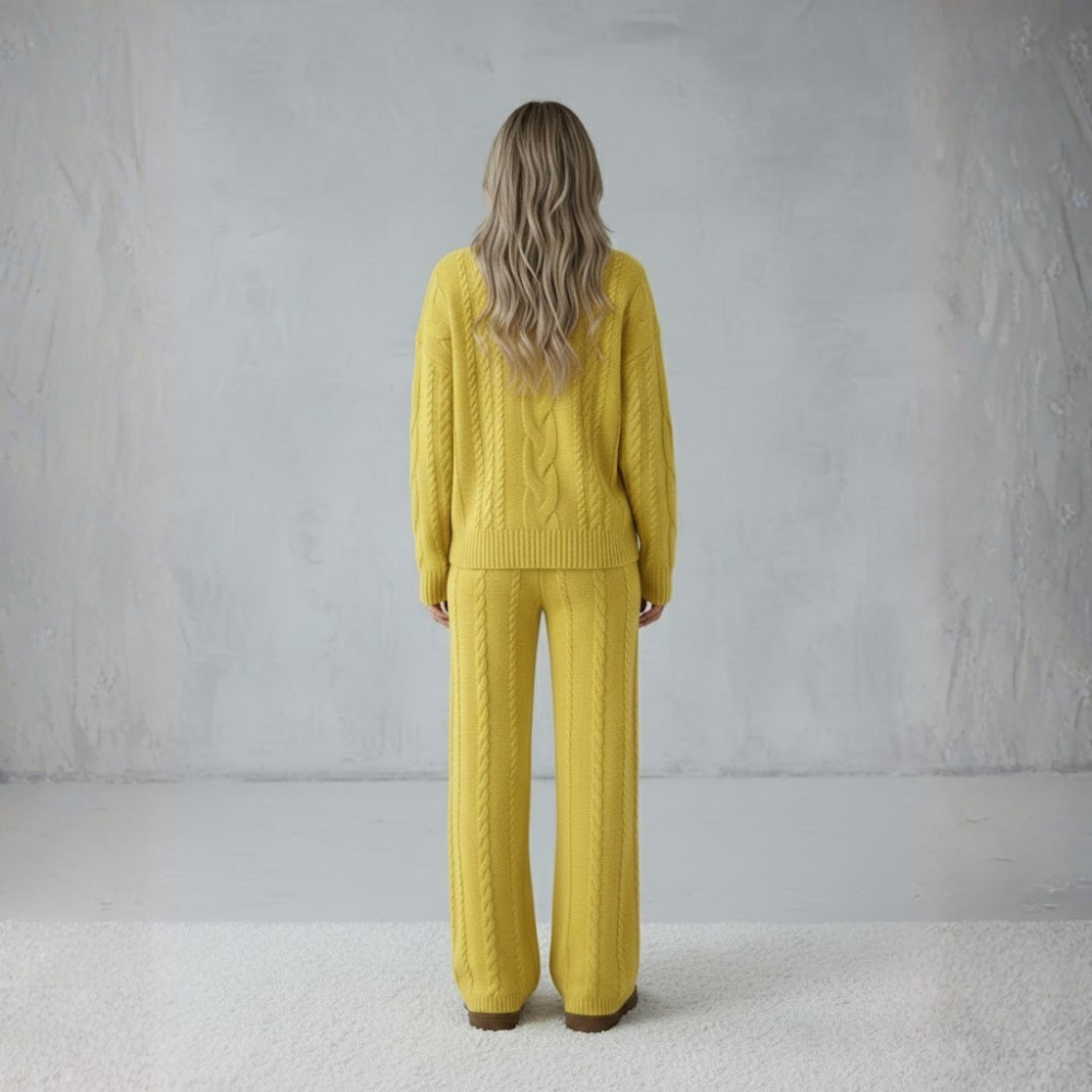 Women's Winter Solid Color Round Neck Long Sleeve Simple Top And Pants Casual 2pcs Set, Winter ClothingWinter Casual Matching Sweater And Pant Set For Women - Image 18