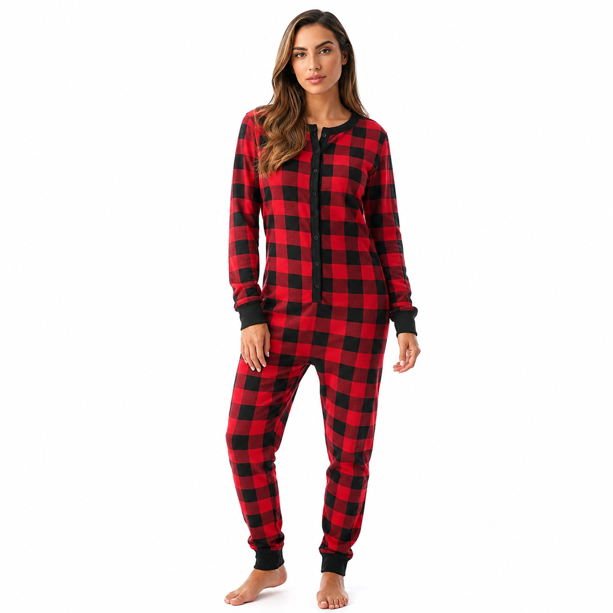 Tie Dye Henley Thermal Lounge Onesie For Women
