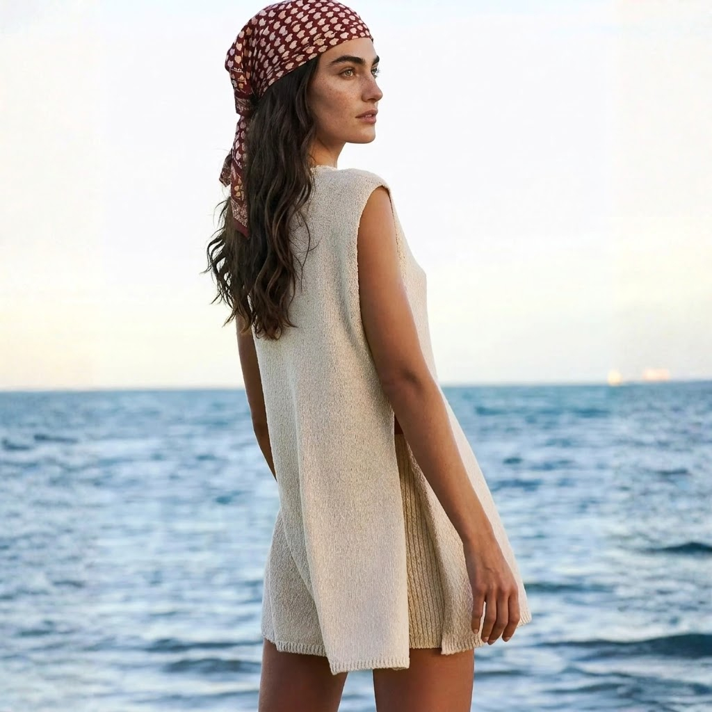 Coastal Knit Tank And Shorts Lounge Set For Women