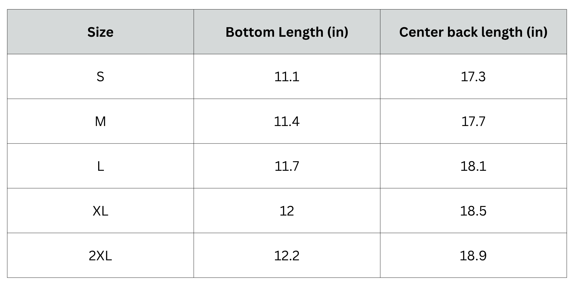 Size Chart