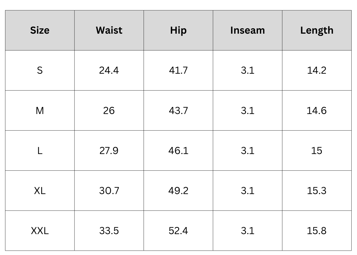 Size Chart