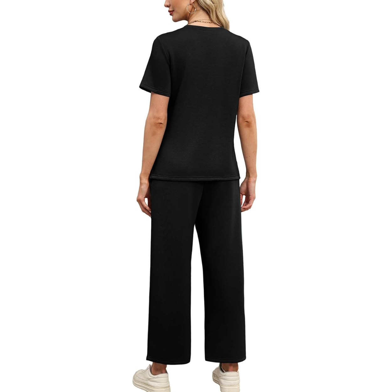 Two Piece Travel Set with Wide Length Pants For Women