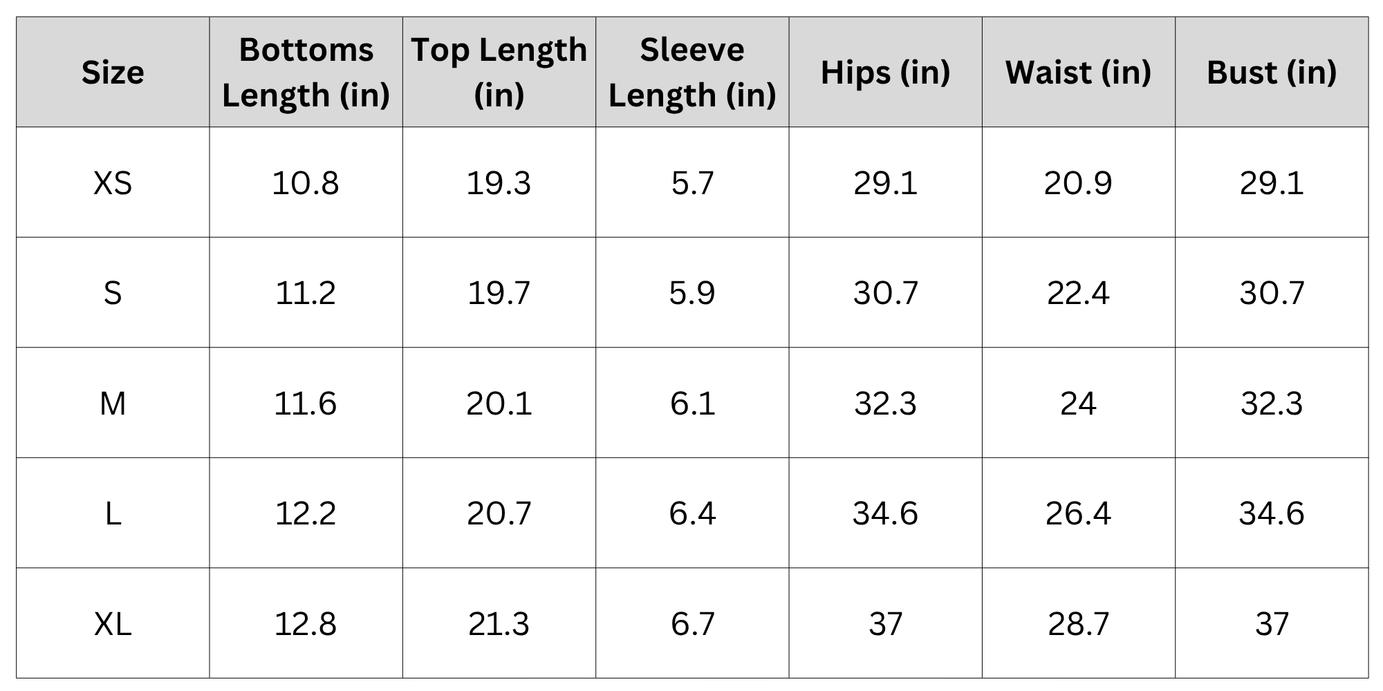 Size Chart