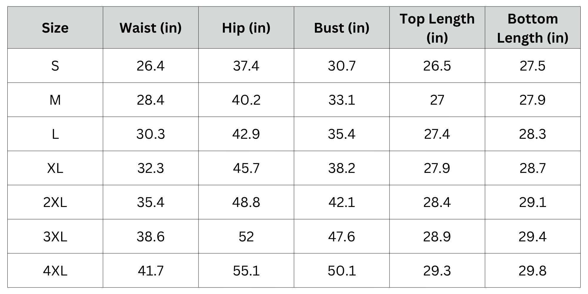 Size Chart
