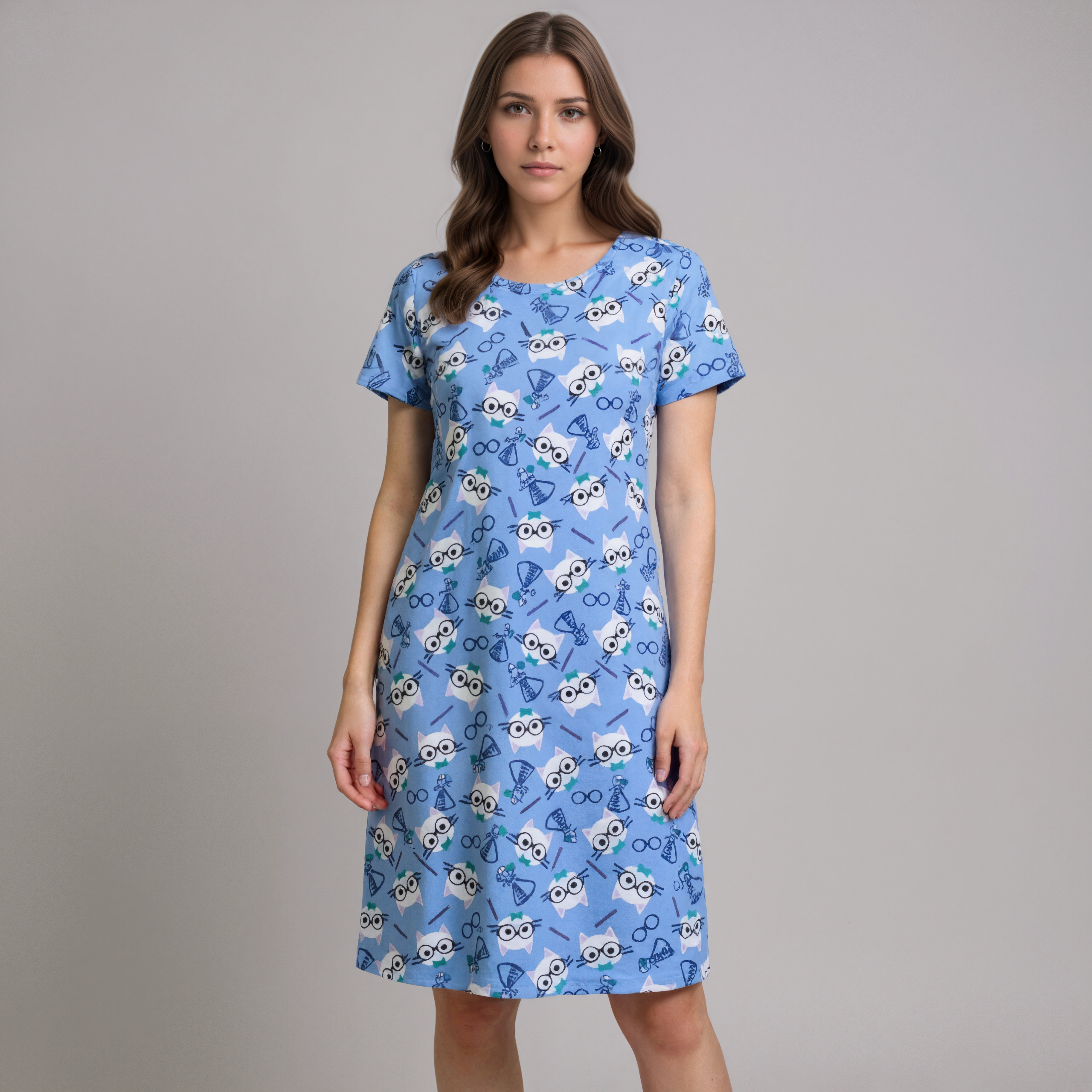 Cotton Nightdress With Floral Pattern