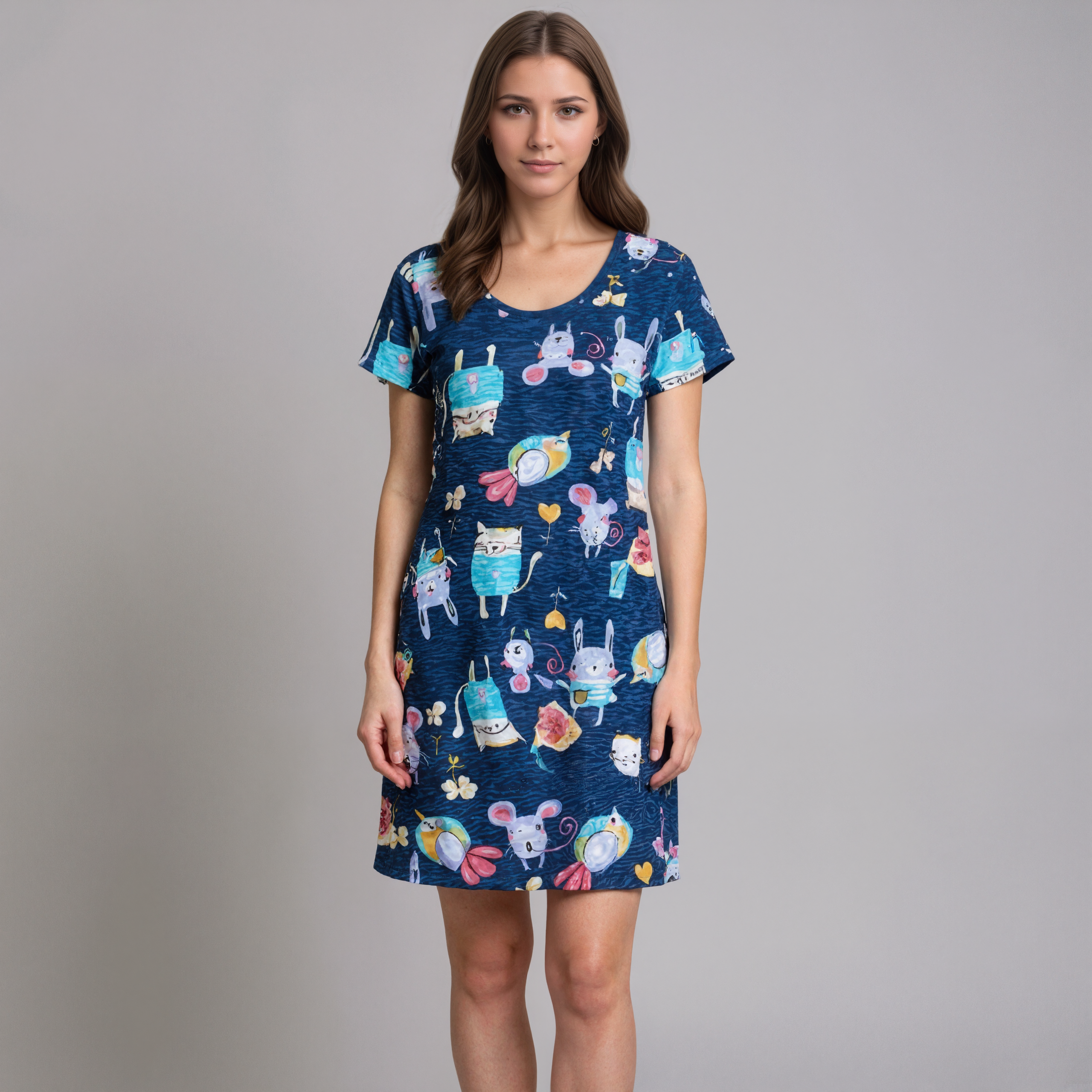 Cotton Nightdress With Floral Pattern