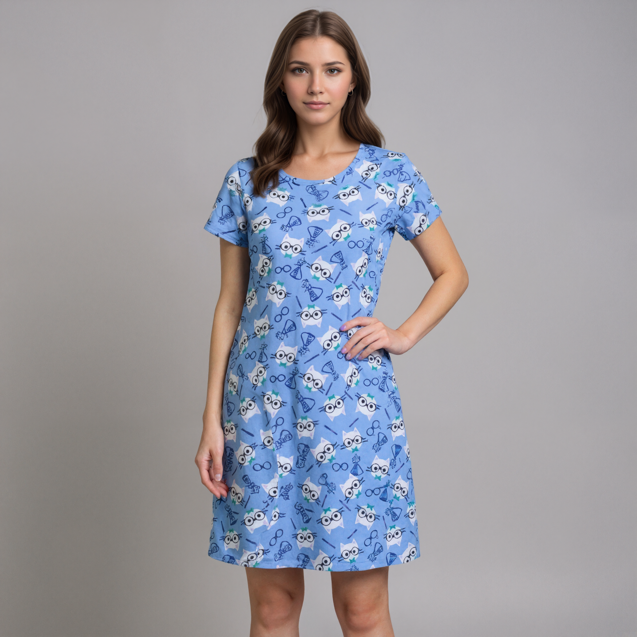 Cotton Nightdress With Floral Pattern