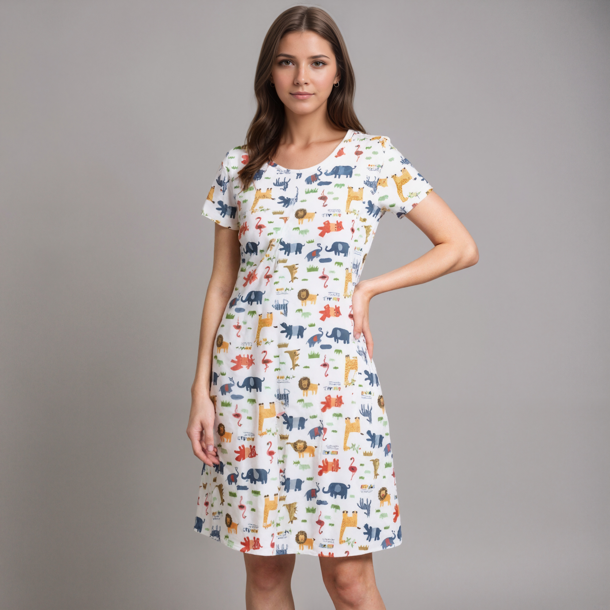 Cotton Nightdress With Floral Pattern