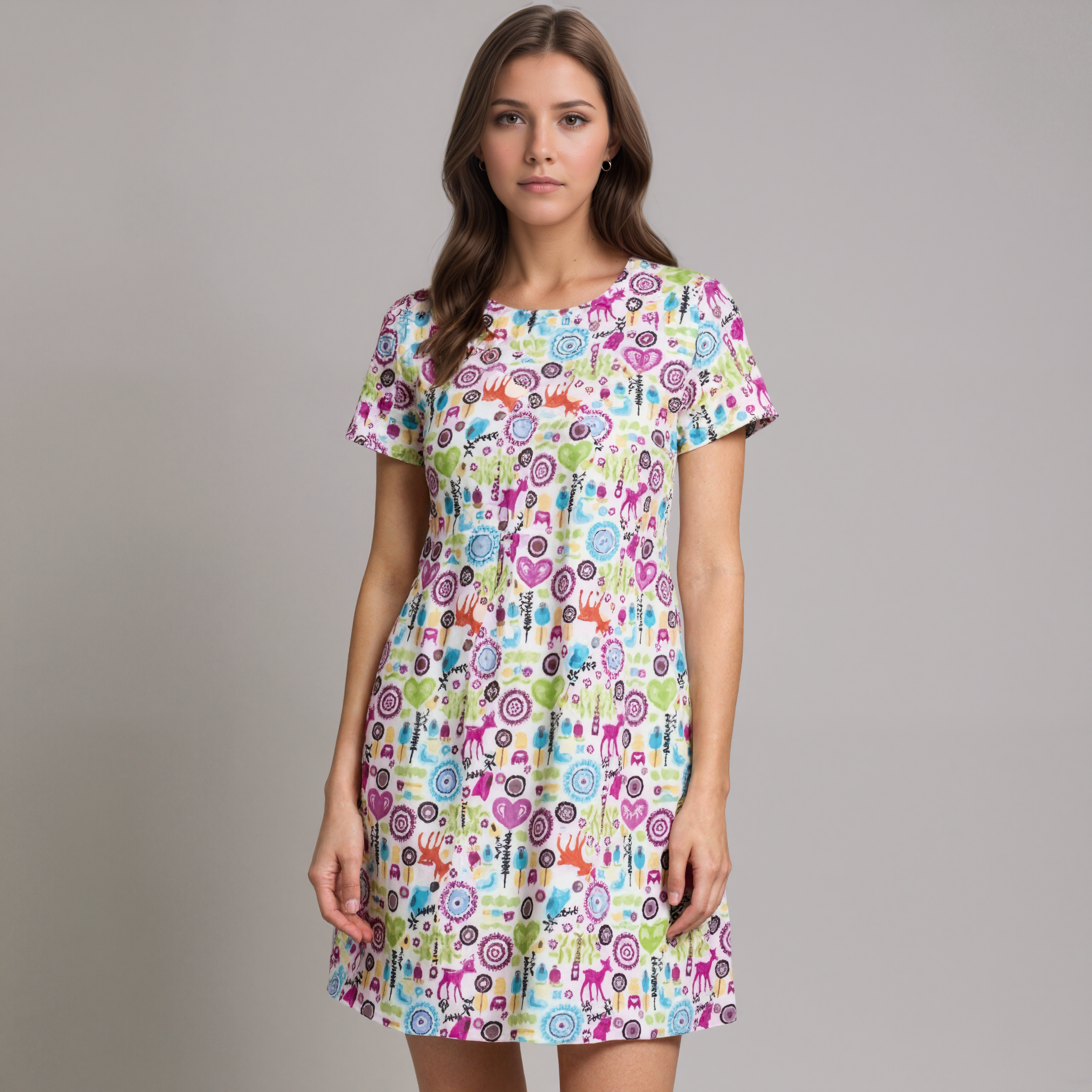 Cotton Nightdress With Floral Pattern