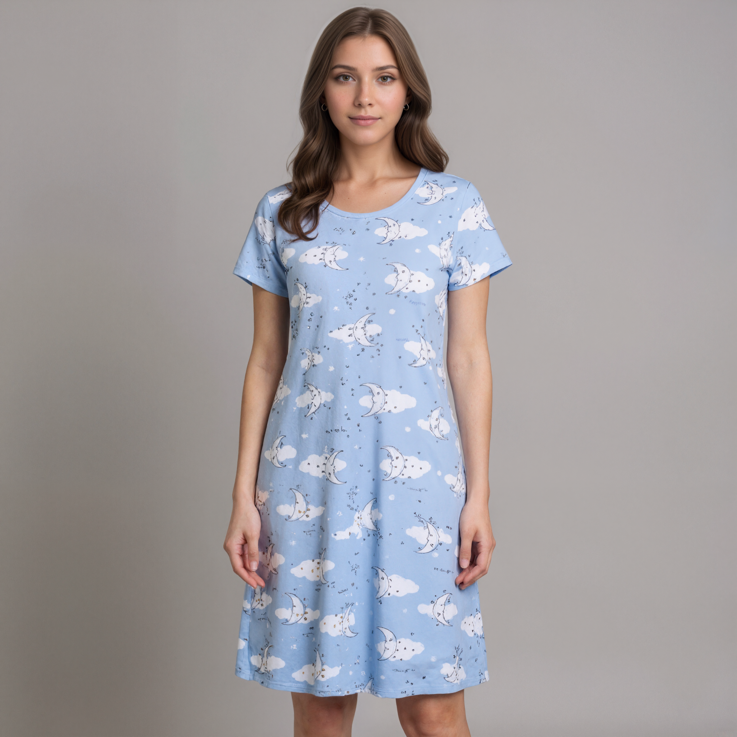 Cotton Nightdress With Floral Pattern