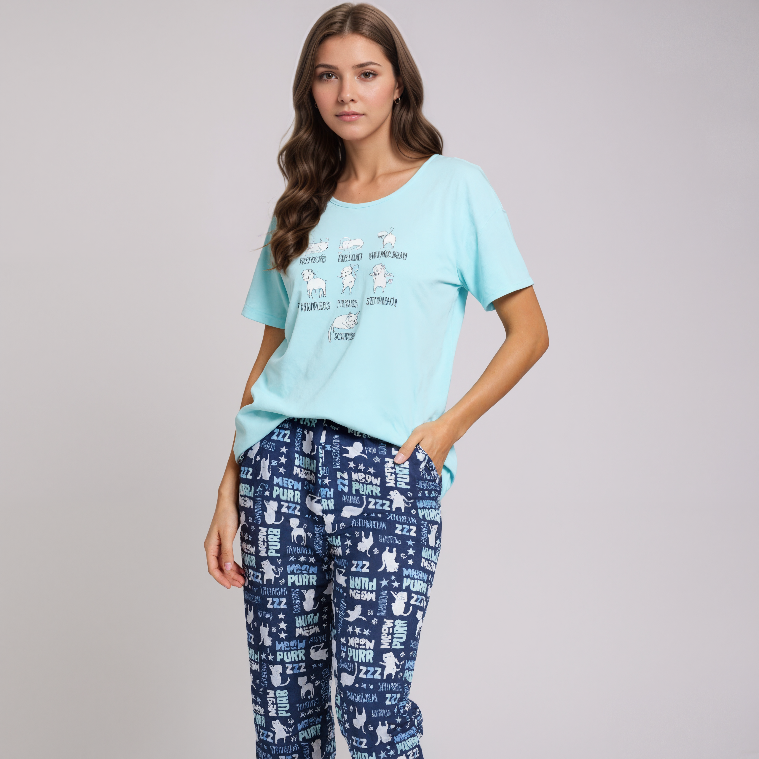 Pajama Set With Top And Capri Pants