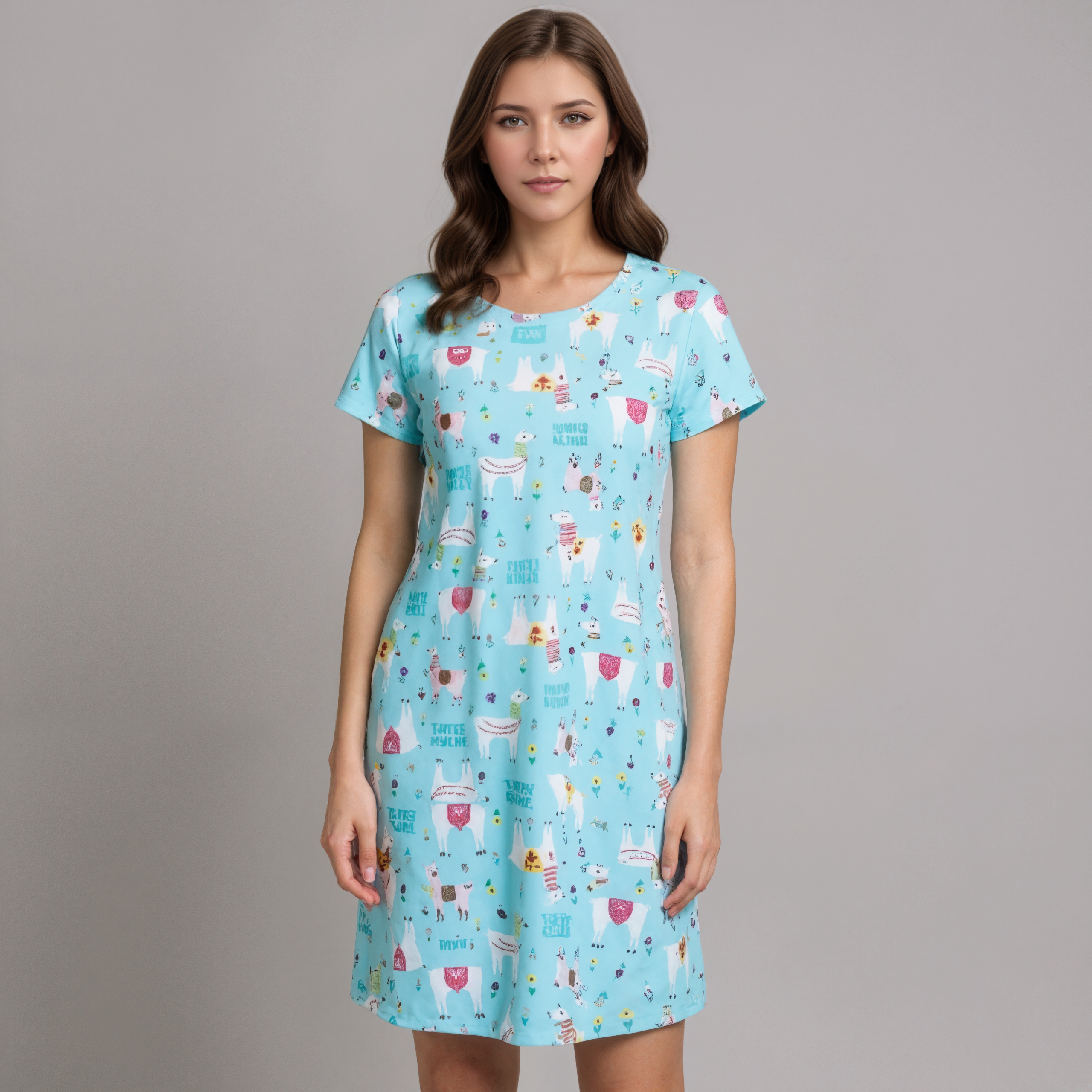Cotton Nightdress With Floral Pattern
