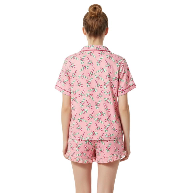 Candy Print Short Sleeve Pajama Set For Women