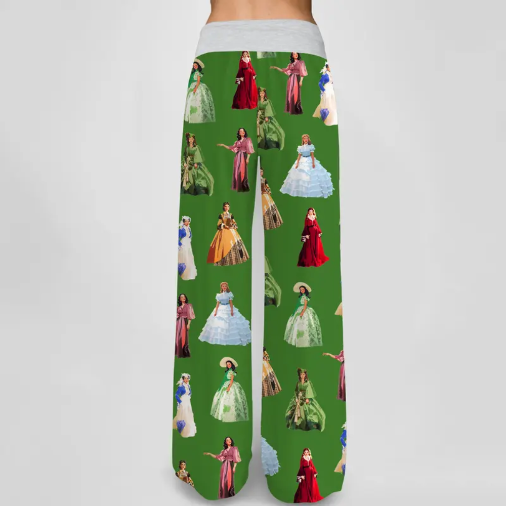 Vintage Print Wide Lounge Pants For Women