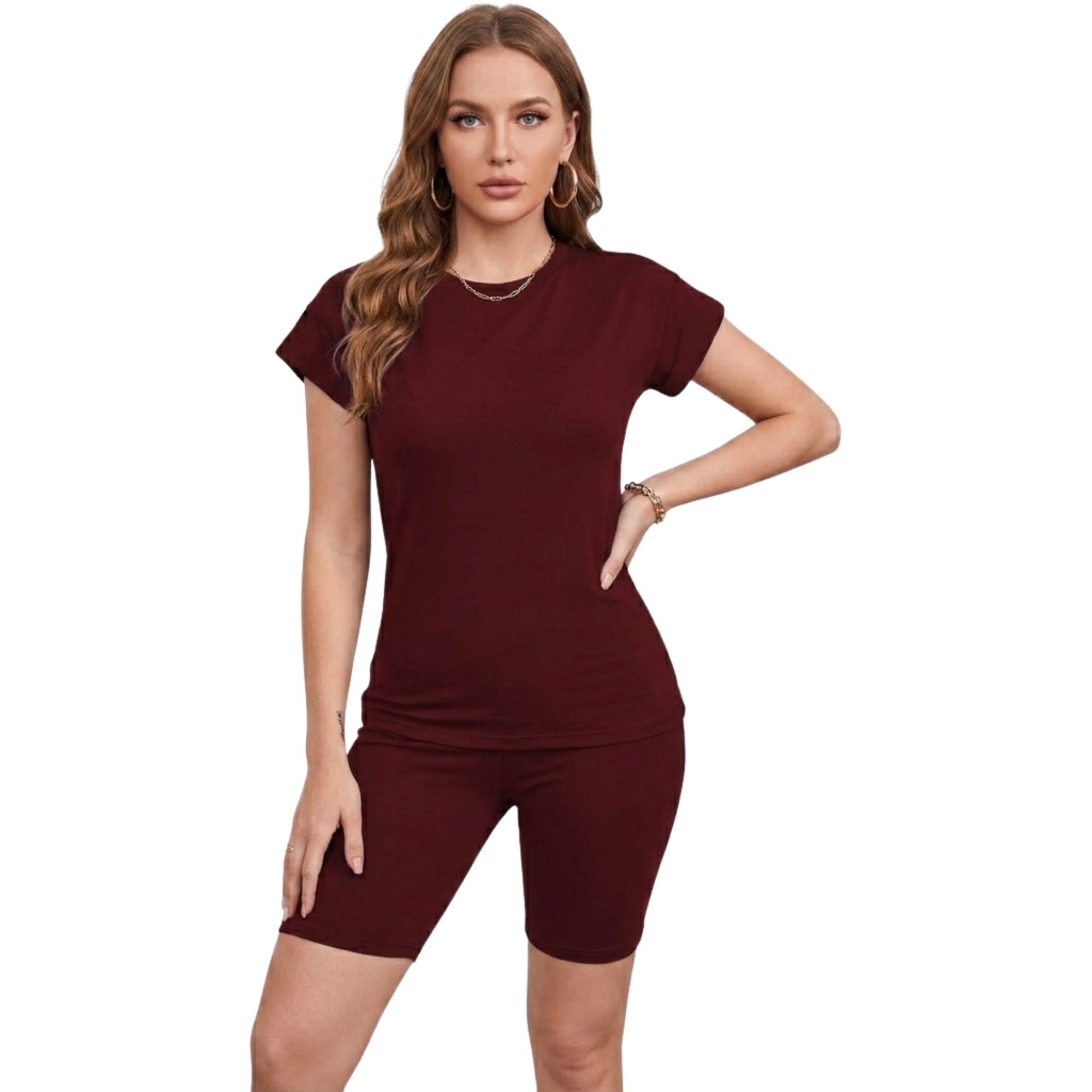 Summer Workout Two Piece Sweatsuits Biker Short Sets