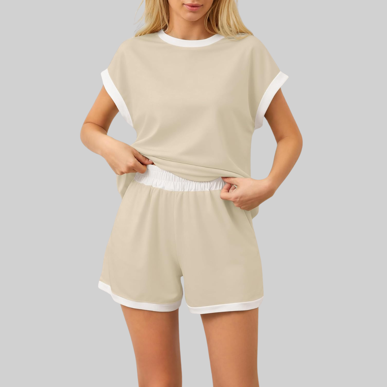 Casual Summer Loungewear Set With Knit Top