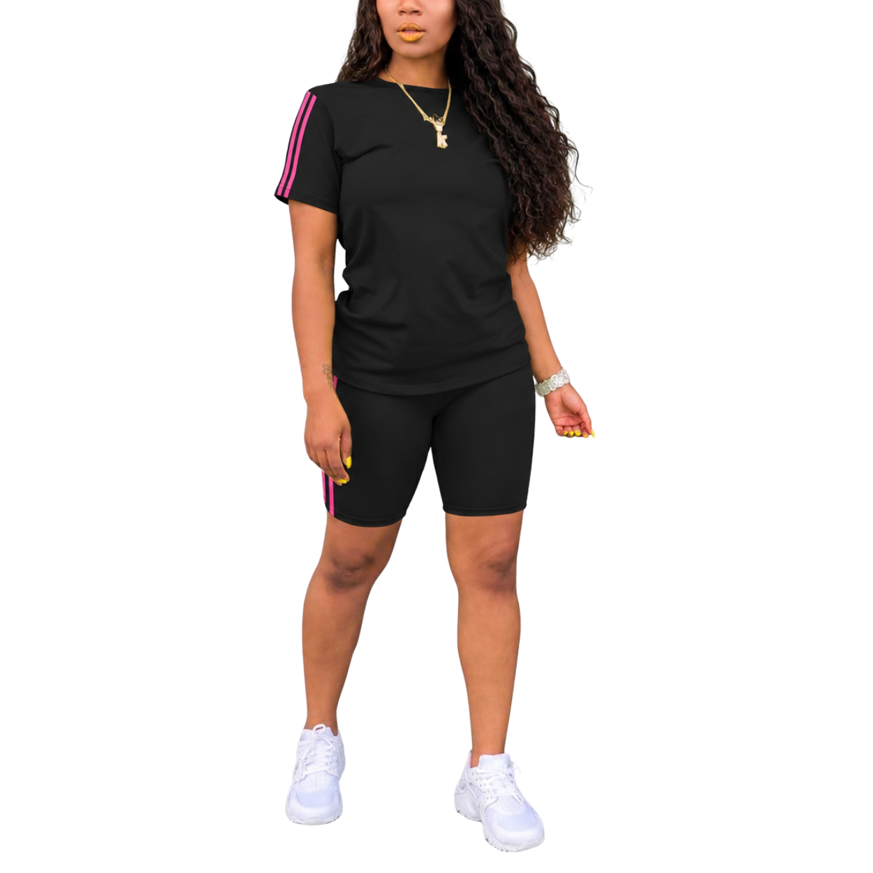 Two Piece Tracksuit with T Shirt and Shorts For Women