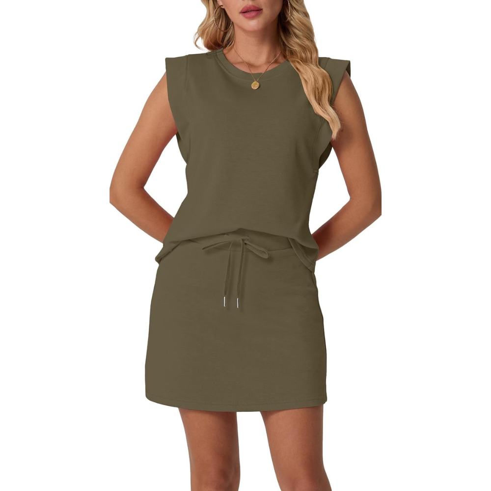 Casual Athletic Skort Set With Pockets