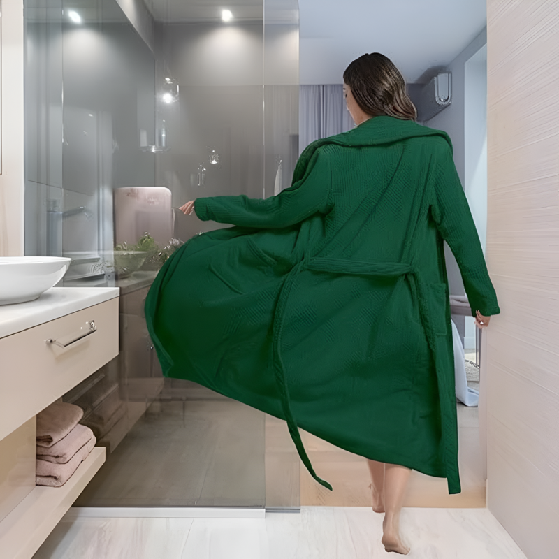 Womens Shawl Collar Bathrobe Soft Long Towel Robes For Women