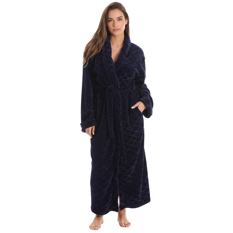 Velour Kimono Robe Hooded Bath Robes For Women Maxi Length