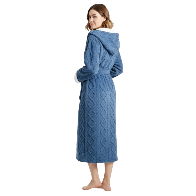 Hooded Fleece Full Length Bathrobe For Women