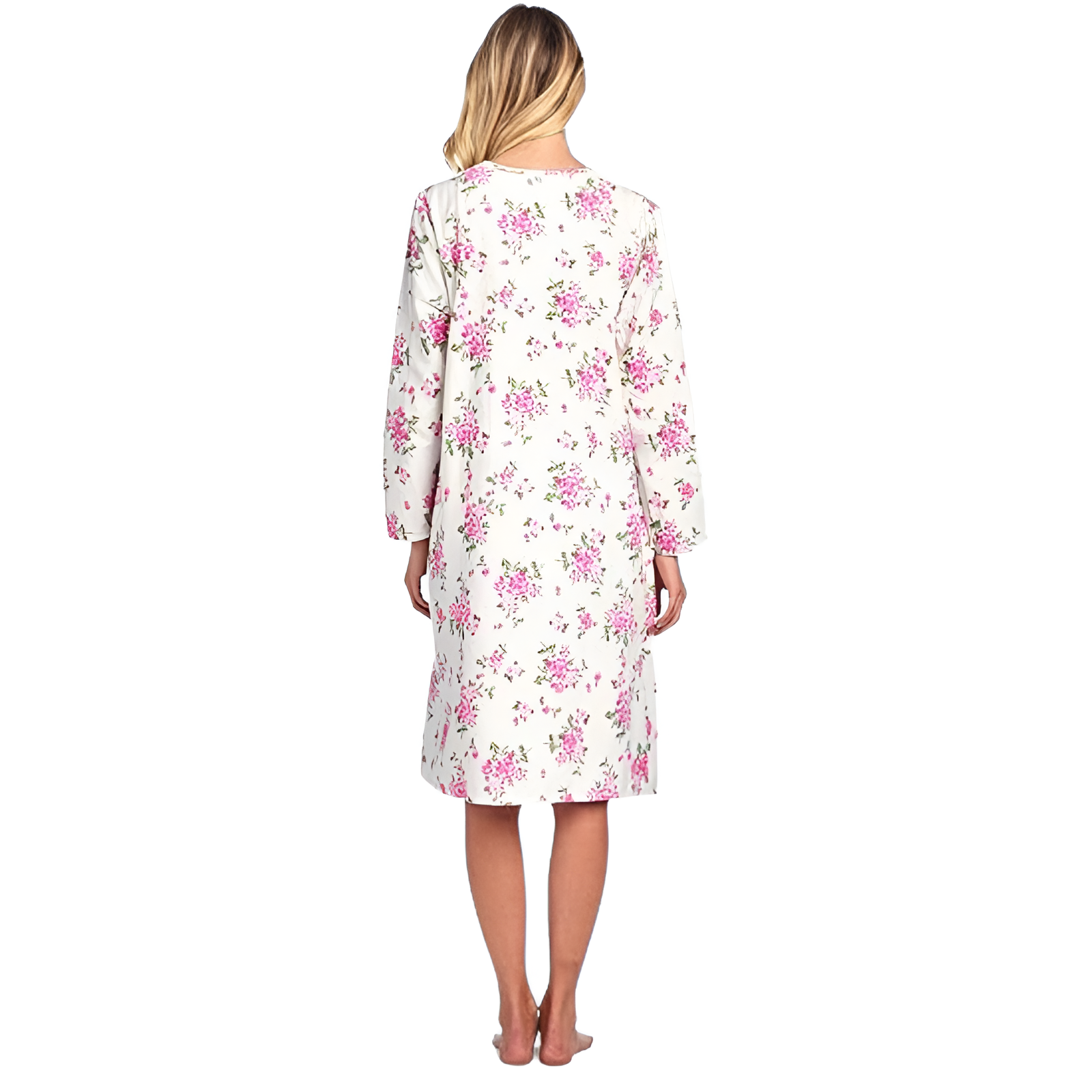 Long Sleeve Flannel Nightgown For Women With Floral Design