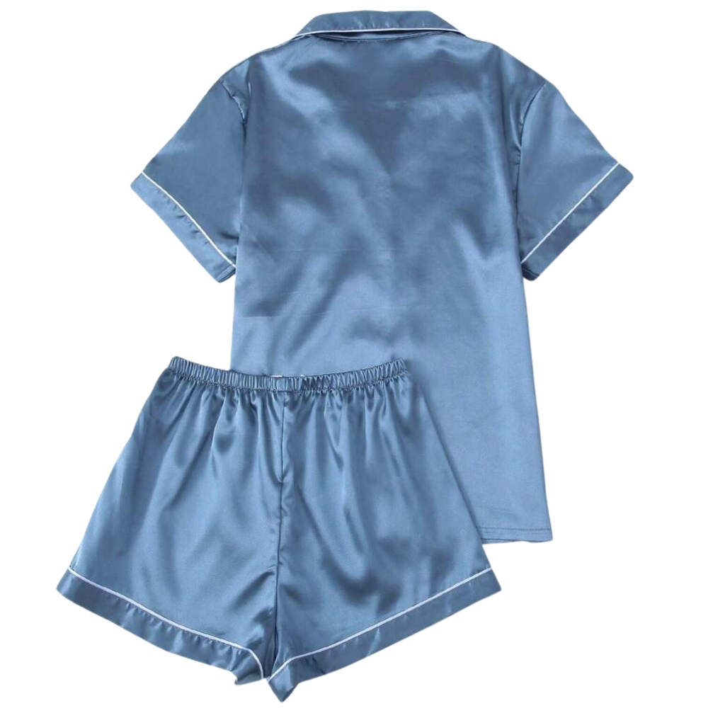 Two Pieces Bowknot Sleeve Lapel Top And Shorts Set For Women