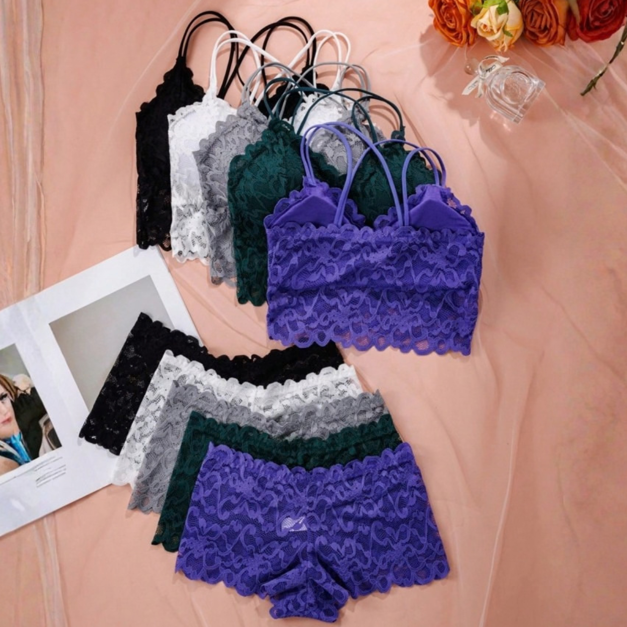 5 Pieces Comfortable Camisole And Underwear Set For Women
