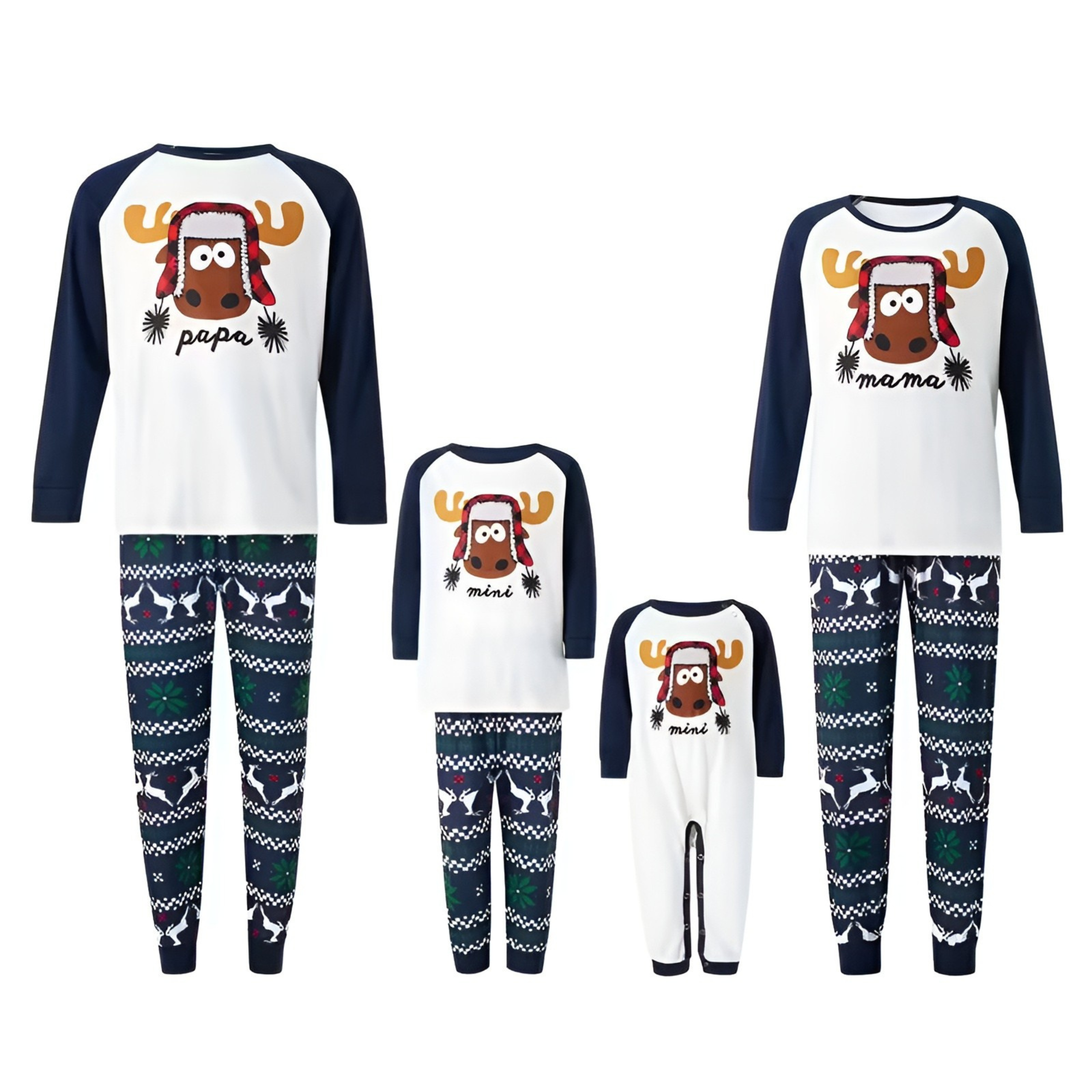 Christmas Nightclothes Elk Print Tops Family Matching Pajama Sets