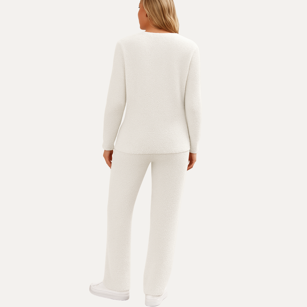 2 Pieces Fuzzy Fleece Pajama Set For Women