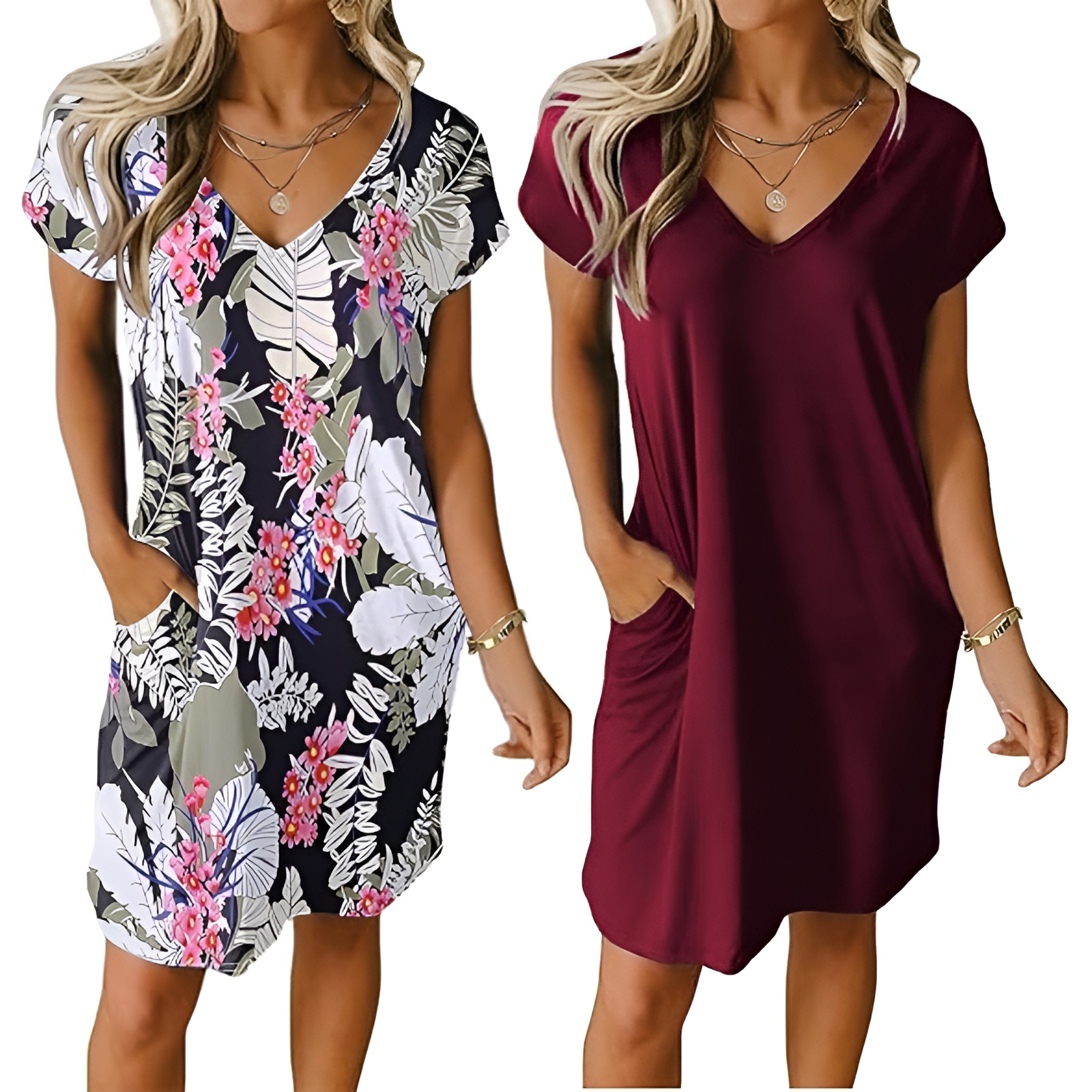 2 Pack Of Short Sleeve Nightgown Sleep Dress For Women