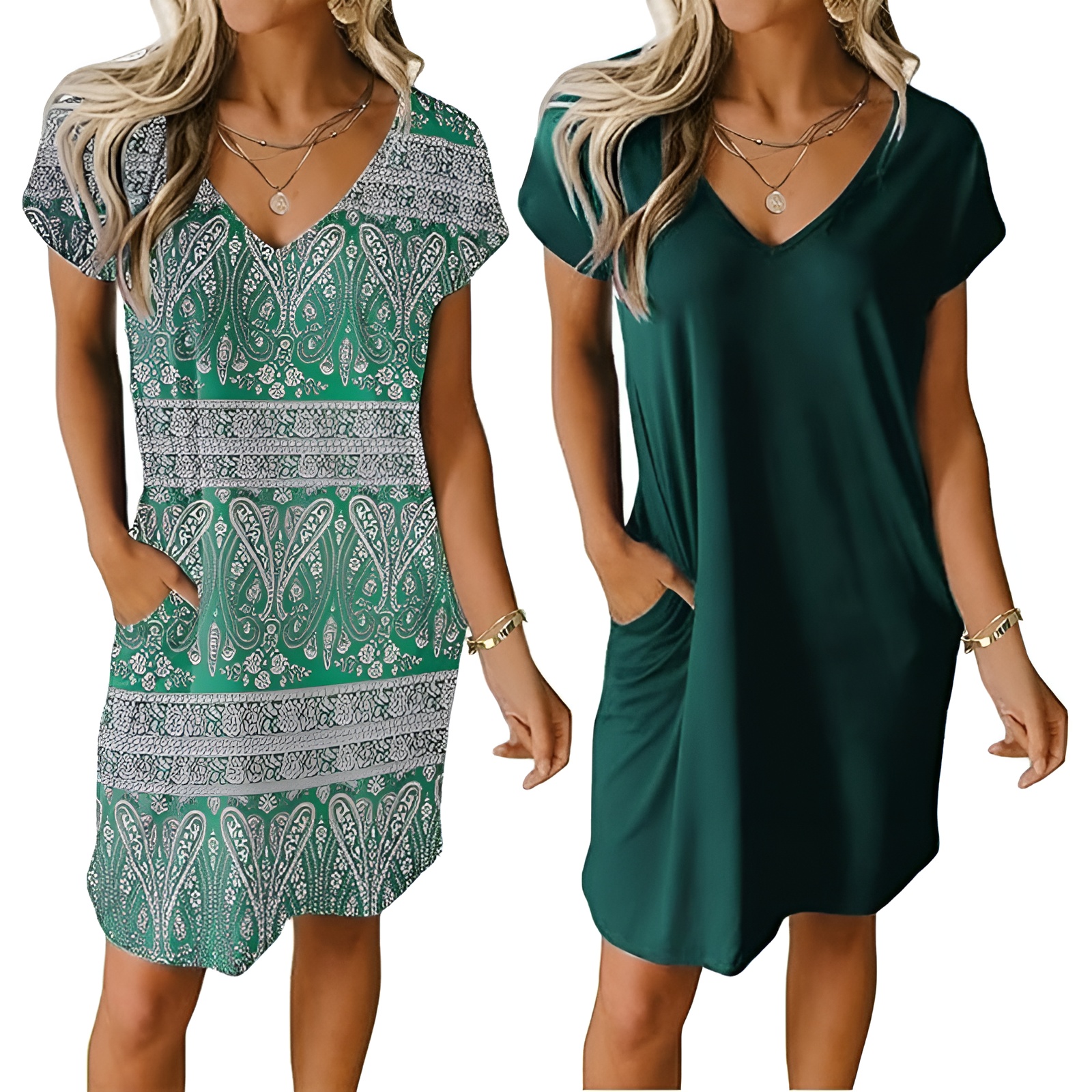 2 Pack Of Short Sleeve Nightgown Sleep Dress For Women