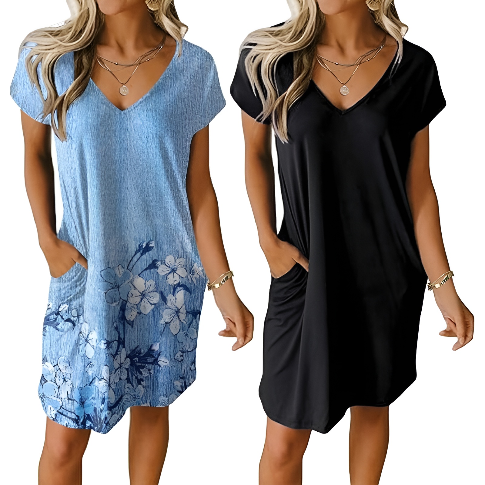 2 Pack Of Short Sleeve Nightgown Sleep Dress For Women